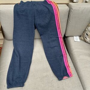 Aviator nation sweatpants with neon stripes